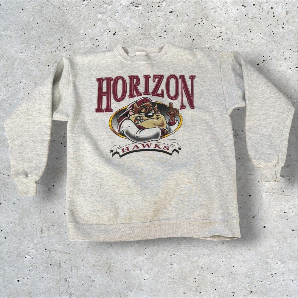 Vintage 90s Looney Tunes Taz Horizon Hawks Crewneck Sweatshirt USA Medium